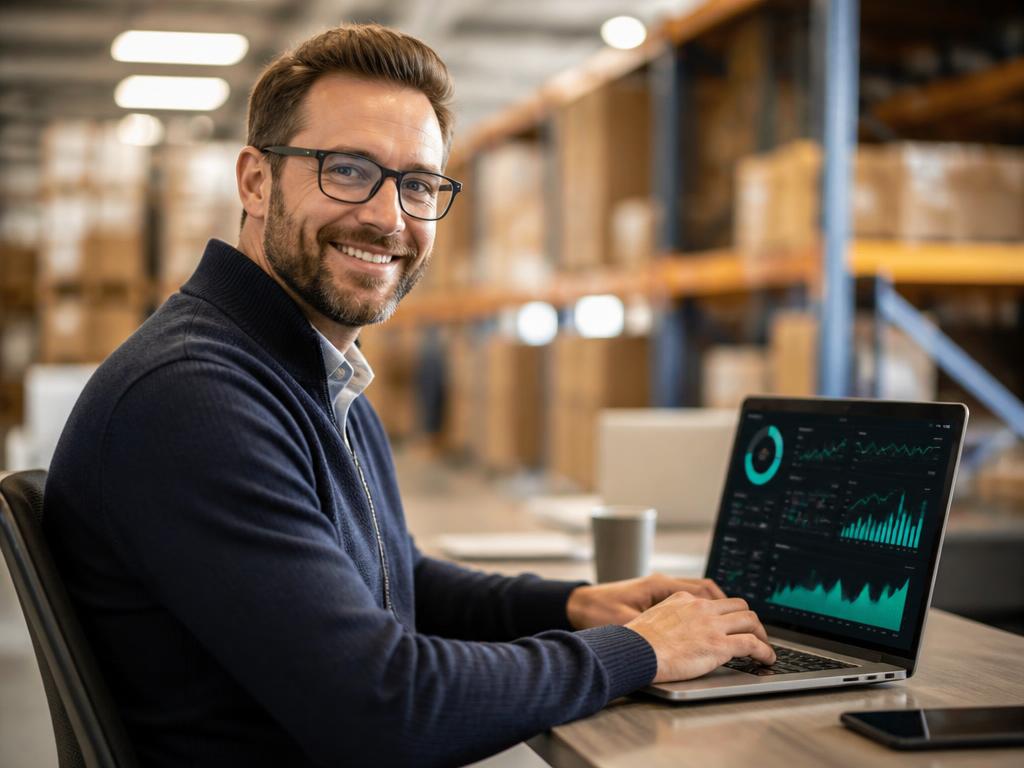 Gérant consultant des graphiques de ventes sur un ordinateur portable